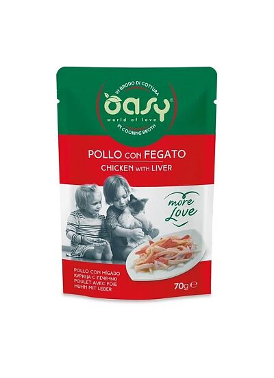 Oasy Cat More Love Φακελάκι Κοτόπουλο και Συκώτι 70gr