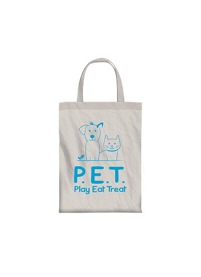 Τσάντα Υφασμάτινη Tote Play Eat Treat Μπλε