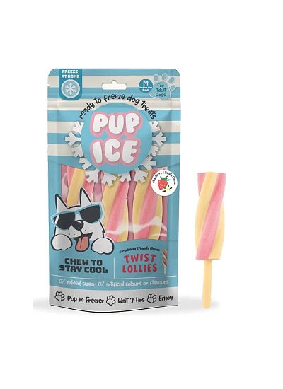 Pup Ice Παγωτό με Γεύση Φράουλα και Βανίλια – Twist Lollies 90gr (3τμχ)