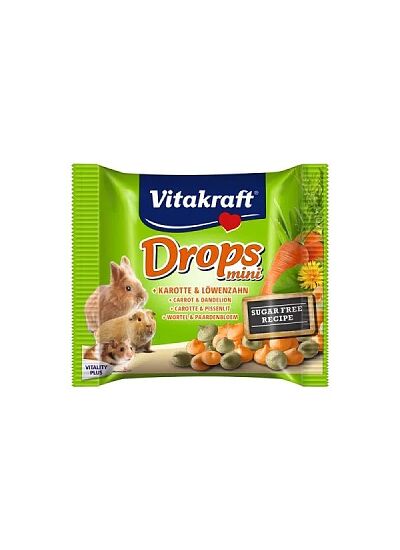 Vitakraft Drops Mini Λιχουδιές Τρωκτικών με Καρότο και Πικραλίδα 40gr