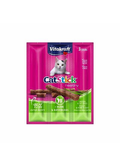 Vitakraft Cat Stick Healthy   Chicken & Cat Grass Λιχουδιά για Γάτες (3x18gr)