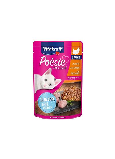 Vitakraft Φακελάκι Γάτας Poesie Delice Sauce Junior Turkey 85gr