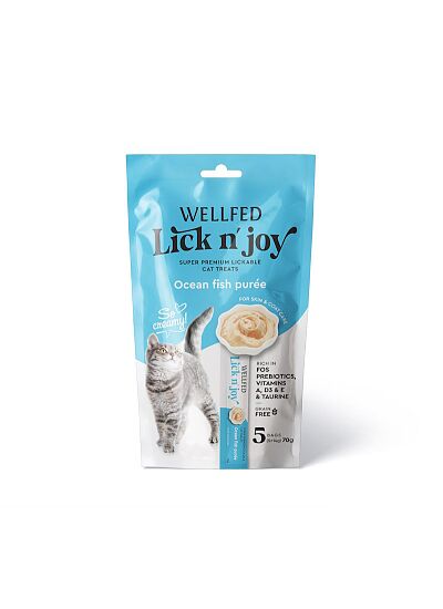 Wellfed Lick N' Joy Λιχουδιά σε Κρέμα με Γεύση Ψάρια Ωκεανού (5x14gr)