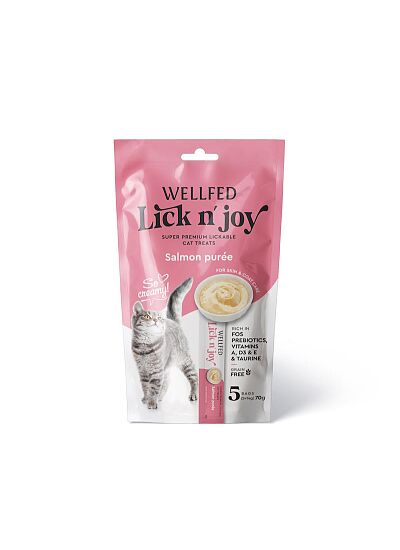 Wellfed Lick N' Joy Λιχουδιά σε Κρέμα με Γεύση Σολομό για Γάτες (5x14gr)