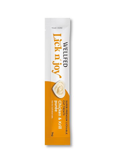 Wellfed Lick N' Joy Λιχουδιά σε Κρέμα με Γεύση Κοτόπουλο & Κριλ για Γάτες (5x14gr)
