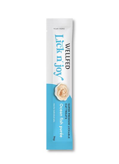 Wellfed Lick N' Joy Λιχουδιά σε Κρέμα με Γεύση Ψάρια Ωκεανού (5x14gr)