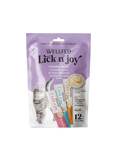 Wellfed Lick N' Joy Λιχουδιά σε Κρέμα σε Διάφορες Γεύσεις για Γάτες (12x14gr)