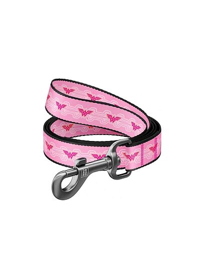 Wau Dog Οδηγός Περιπάτου Nylon Short Leash   Wonder Woman Light Pink 25mm L (122cm)