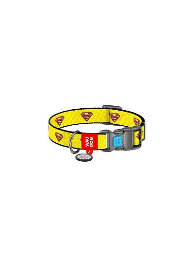 Wau Dog Περιλαίμιο με Smart ID & Πλαστικό Κούμπωμα Superman Yellow