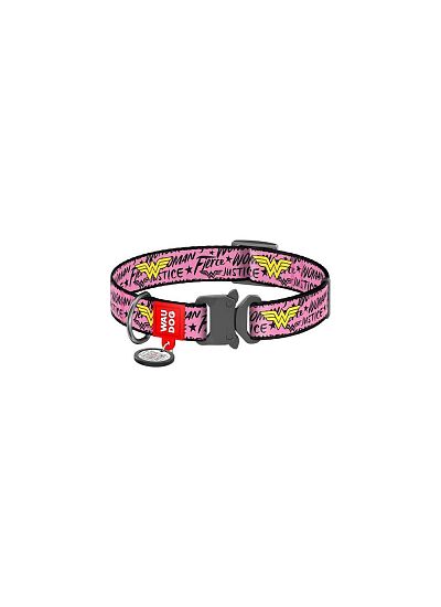 Wau Dog Περιλαίμιο με Smart ID & Μεταλλικό Κούμπωμα   Wonder Woman Pink