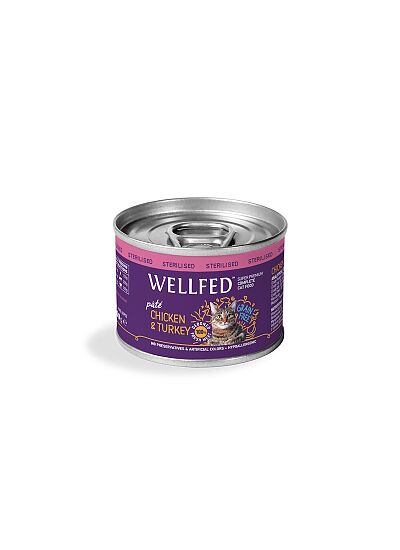 Wellfed Cat Adult Sterilised Πατέ Με Κοτόπουλο & Γαλοπούλα 200gr