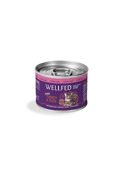Wellfed Cat Adult Sterilised Πατέ Με Γαλοπούλα & Πάπια 200gr