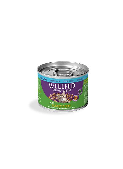 Wellfed Young Cat Sterilised Πατέ Με Γαλοπούλα & Μοσχάρι 200gr