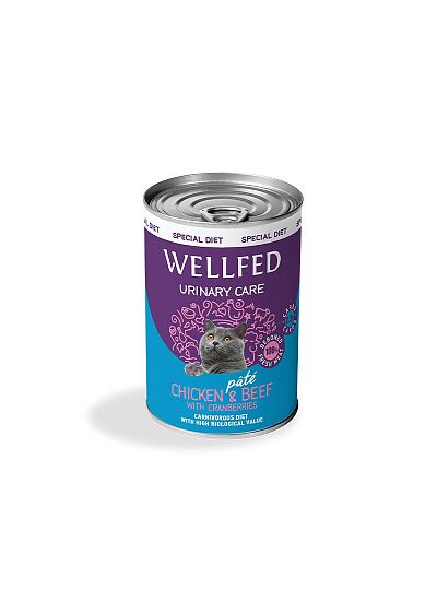 Wellfed Cat Adult Sterilised Urinary Care Πατέ Με Κοτόπουλο, Μοσχάρι & Cranberries 400gr