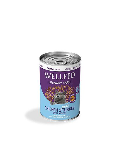 Wellfed Cat Urinary Care Κοτόπουλο & Γαλοπούλα με Βερίκοκο 400gr