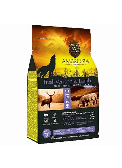 Ambrosia Grain Free Adult Fresh Venison & Lamb 12Kg