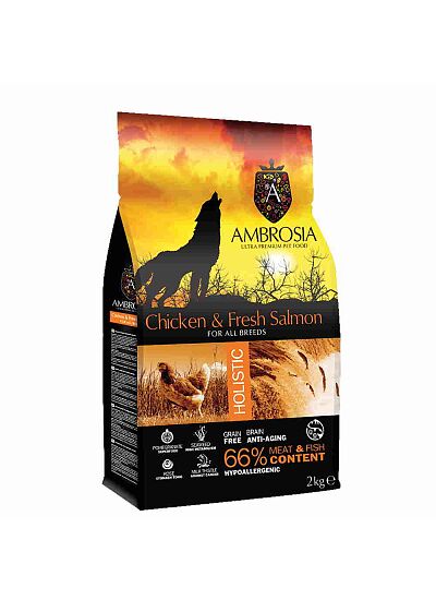 Ambrosia Grain Free Adult Chicken & Fresh Salmon 12Kg