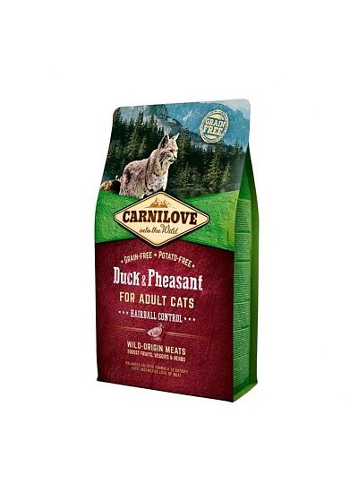 Carnilove Grain Free Cat Adult Duck & Pheasant 400gr   Hairball Control