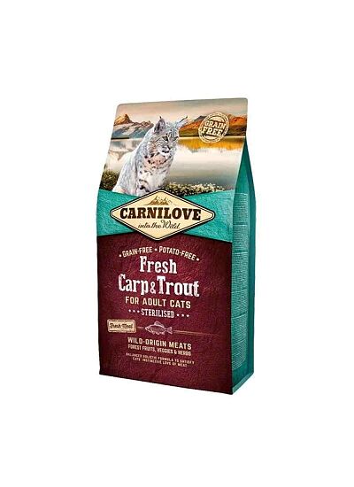 Carnilove Grain Free Cat Adult Fresh Carp & Trout 400gr   Sterilised