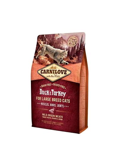 Carnilove Grain Free Cat Adult Large Duck & Turkey 2Kg   Muscles, Bones, Joints