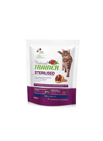 Natural Trainer Low Grain Cat Adult Sterilised  με Προσούτο 300gr