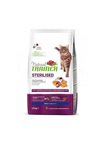 Natural Trainer Low Grain Cat Adult Sterilised με Σολομό 1,5Kg