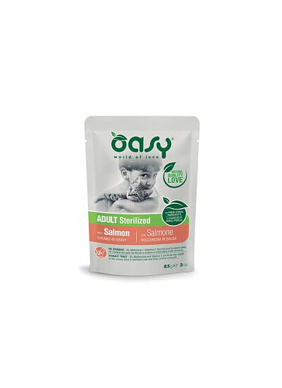 Oasy Cat Lifestage Φακελάκι Σολομός για Στειρωμένα 85gr
