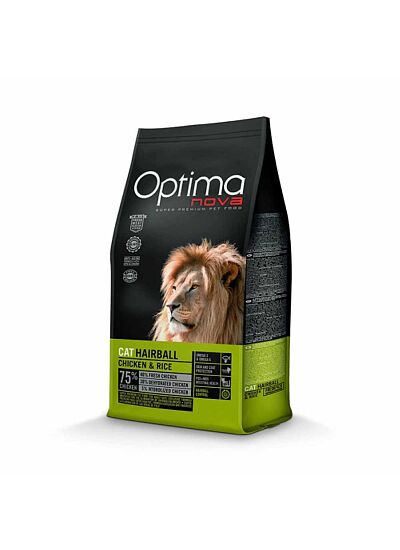 Optima Nova Low Grain Cat Adult Hairball Chicken & Rice 2Kg