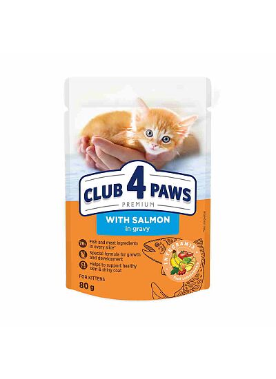 Club 4 Paws Cat Kitten Φακελάκι Με Σολομό Σε Σάλτσα 80gr