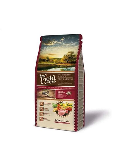 Sam's Field Low Grain Adult Medium Fresh Chicken & Potato 13+2Kg Δώρο