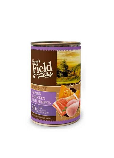 Sam's Field Κονσέρβα Σκύλου Adult Salmon & Chicken with Pumpkin 400gr