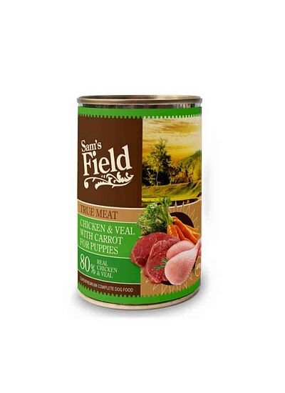 Sam's Field Κονσέρβα Σκύλου Puppy Chicken & Veal with Carrot 400gr
