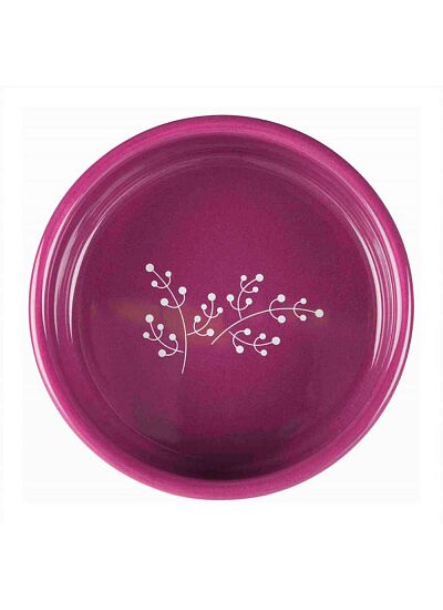 Trixie Πιάτο γάτας/ σκύλου Κεραμικό Pet's Home Trixie 0.8L/ 16 cm Άσπρο/ Βυσσινί