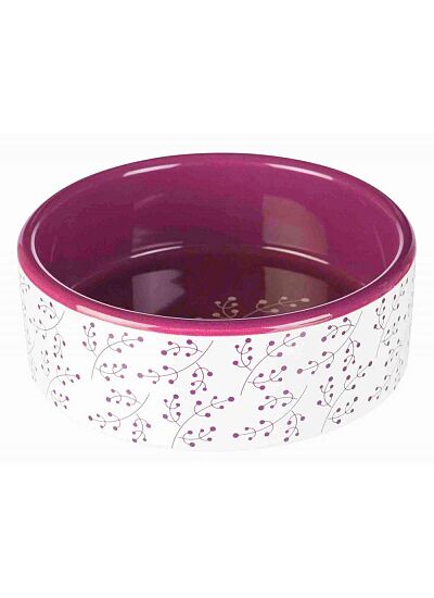 Trixie Πιάτο γάτας/ σκύλου Κεραμικό Pet's Home Trixie 0.8L/ 16 cm Άσπρο/ Βυσσινί